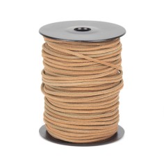 Cordón 3 mm redondo de cuero serraje beig- Rollo 50 mts