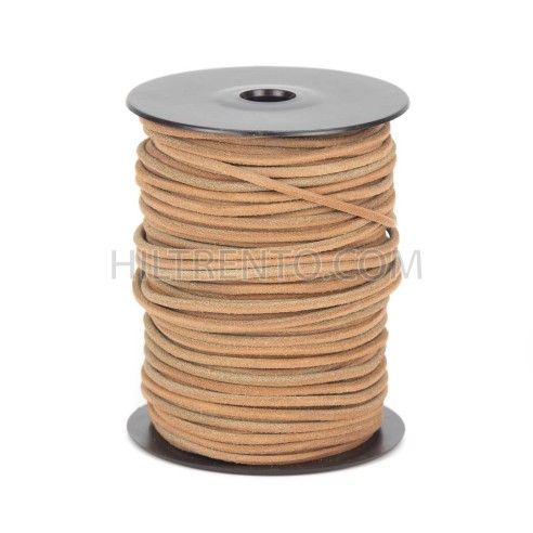 Cordón 3 mm redondo de cuero serraje beig-...