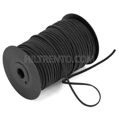 Cordón elástico soutache Negro Nº 7 - 1,5x4,5 mm - Rollo 100 metros