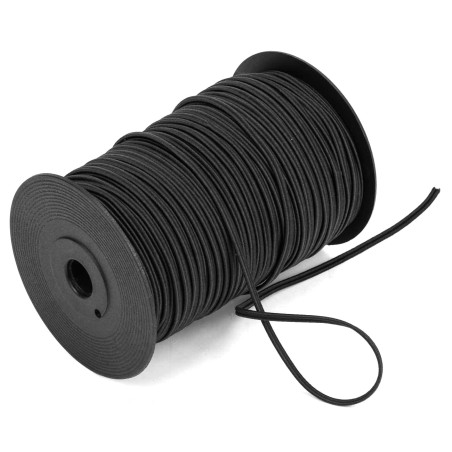 Cordón elástico soutache Negro Nº 7 - 1,5x4,5 mm - Rollo 100 metros