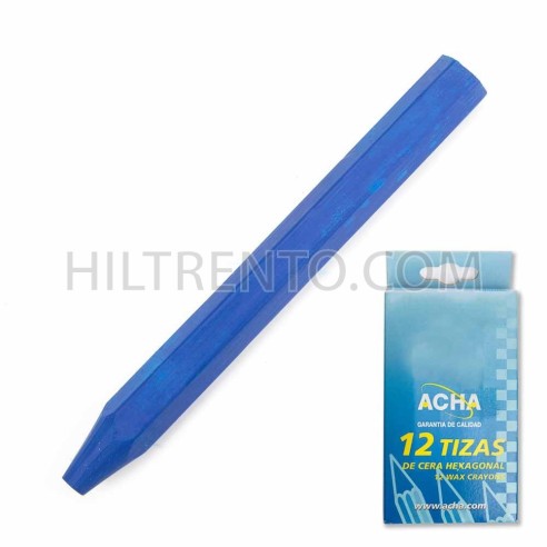 Tizas cera hexagonal 12 mm azul- Caja 12 uds