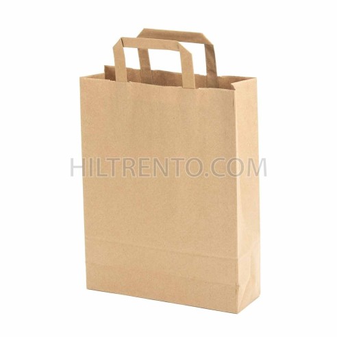 Bolsa papel kraft marrón con asa plana 25+9x34...