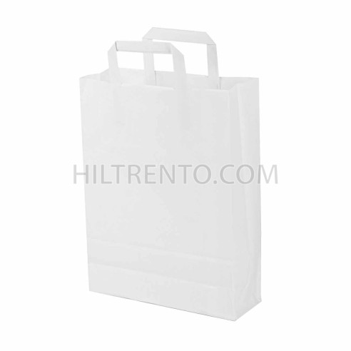Bolsa papel blanca con asa plana 25+9x34 cm, 80...