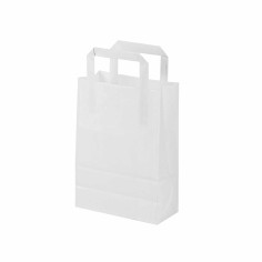 Bolsa papel blanca con asa plana 18+8x24 cm, 80 g/m² -...