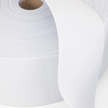 Goma elástica blanca para brazaletes, 80mm - Rollo 25 metros