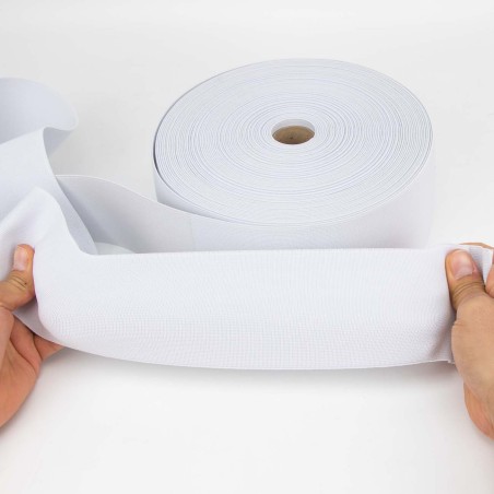 Goma elástica blanca para brazaletes, 80mm - Rollo 25 metros