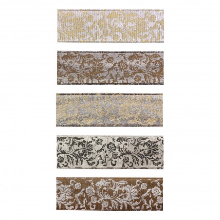 Rollo elástico metalizado flores