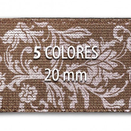 Rollo elástico metalizado flores