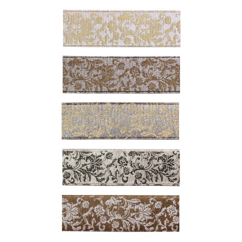 Rollo elástico metalizado flores