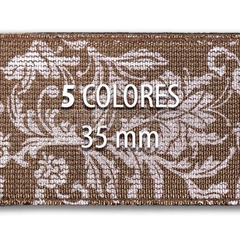 Rollo elástico metalizado flores