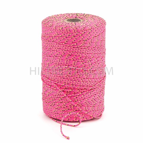 Cordón trenzado poliéster 2.5 mm, Rosa-Negro -...