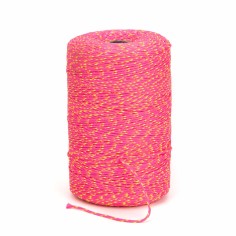 Cordón trenzado poliéster 2.5 mm, Rosa - Fluor - 400 metros