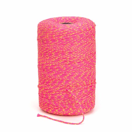 Cordón trenzado poliéster 2.5 mm, Rosa - Fluor - 400 metros