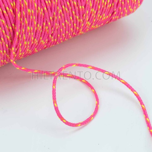 Cordón trenzado poliéster 2.5 mm, Rosa - Fluor...