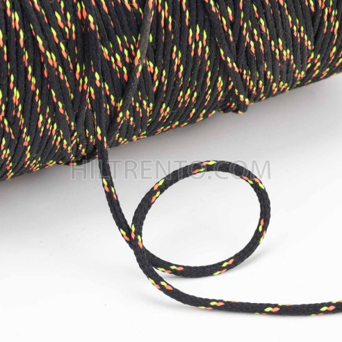 Cordón trenzado poliéster 2.5 mm, Negro - 400...