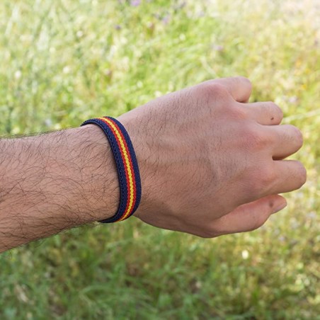 Cinta elástica 15 mm bandera España fondo marino, policía nacional, para pulseras - Rollo 30 metros