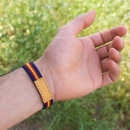 Cinta elástica 15 mm bandera España fondo marino, policía nacional, para pulseras - Rollo 30 metros