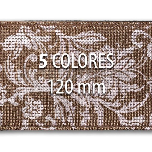 Rollo elástico metalizado flores