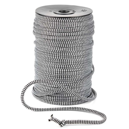 Cordón redondo ref.668/1 poliéster rombos blanco y negro 5.5 mm - Rollo 100 metros