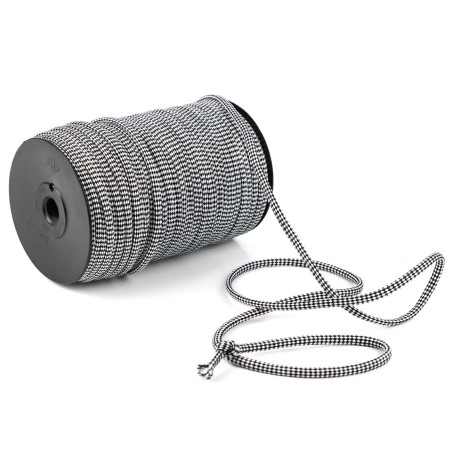 Cordón redondo ref.668/1 poliéster rombos blanco y negro 5.5 mm - Rollo 100 metros