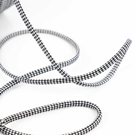 Cordón redondo ref.668/1 poliéster rombos blanco y negro 5.5 mm - Rollo 100 metros