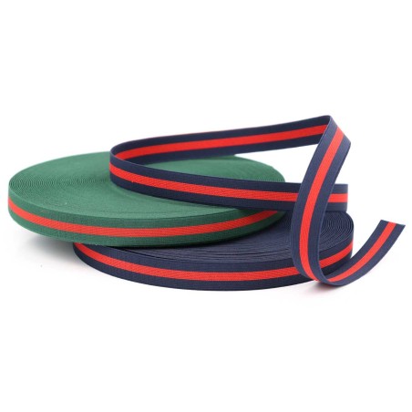 Cinta elástica bandera fantasía rayada 20 mm - Rollo 25 metros