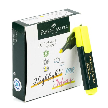 Marcador fluorescente punta biselada 5 mm Faber-Castell TEXTLINER 48 Amarillo - Caja 10 uds