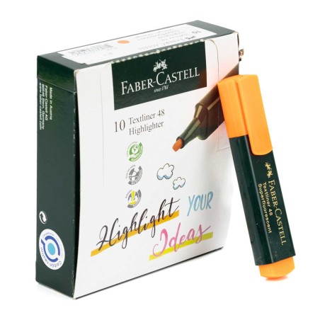 Marcador fluorescente punta biselada 5 mm Faber-Castell TEXTLINER 48 Naranja - Caja 10 uds