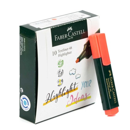 Marcador fluorescente punta biselada 5 mm Faber-Castell TEXTLINER 48 Rojo - Caja 10 uds