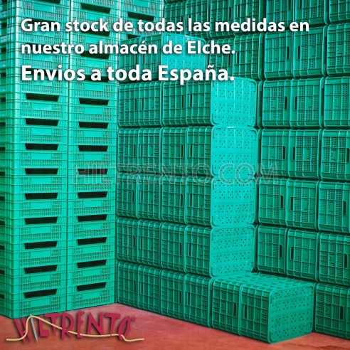 Cubeta apilable caja plástico verde con...