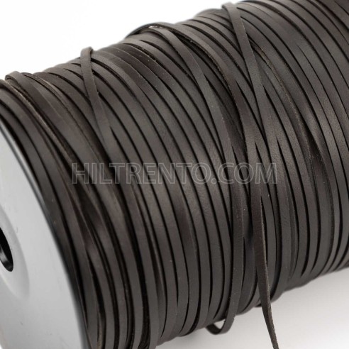 Tira de cuero 3mm, cordón plano piel auténtica...