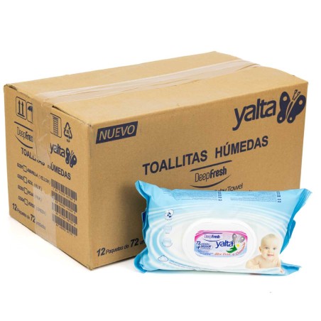 Toallitas húmedas aloevera y camomila Deepfresh Yalta - Caja 12 packs x72 toallitas