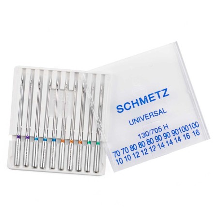 Surtido agujas schmetz máquina doméstica universal plana 15x1 - 130/ 705 H - Pack 10 agujas