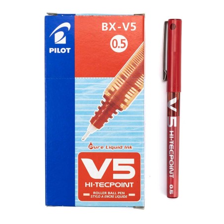 Bolígrafo PILOT V5 Rojo - Caja 12 uds