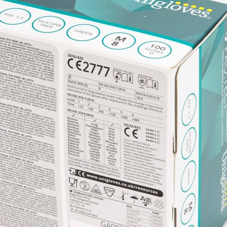 Pack 100 Guantes médicos nitrilo verde alta resistencia