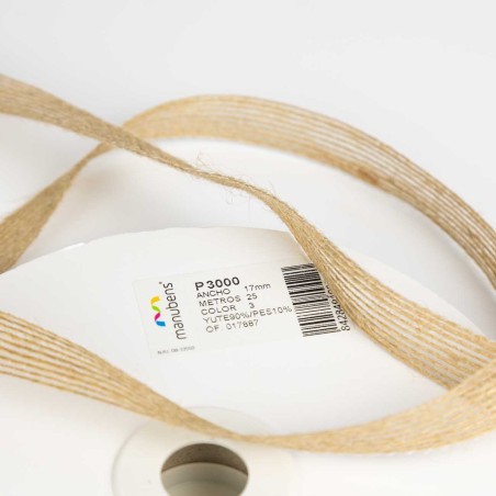 Cinta de yute - arpillera 40 mm Manubens P 3000 - Rollo 25 metros