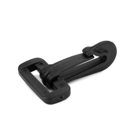 Mosquetón gancho 20 mm cinta mochila, enganche plástico negro
