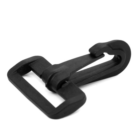 Mosquetón gancho 40 mm cinta mochila, enganche plástico negro