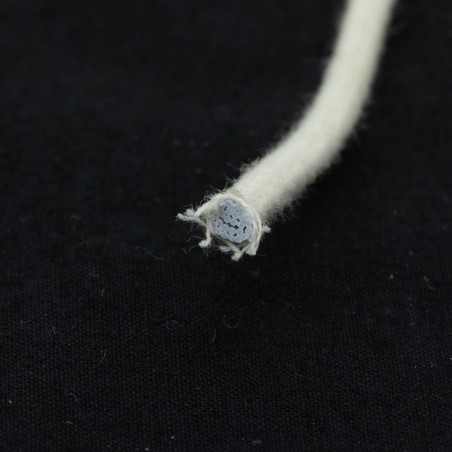 Cordón goma elástica 3.5 mm, redondo, algodón-caucho natural biodegradable color crudo - rollo 100 mts