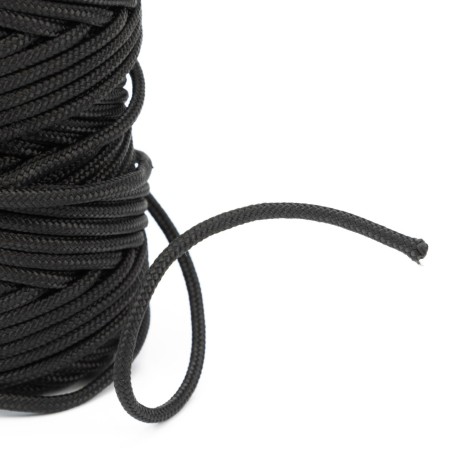 Cordón negro 3 mm polipropileno, riel para cortinas, estores, tendederos - 25 metros