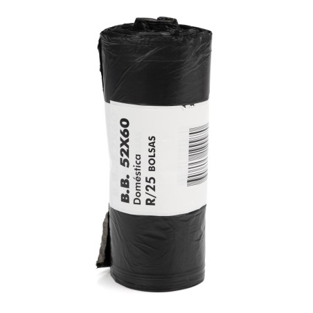 Bolsa basura negra 52x60 cm 25 L - Rollo 25 bolsas