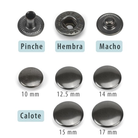 Broche presión Olimpia 700 Latón pavonado (negro) - Caja 1000 uds