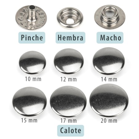 Broche botón presión Rayo 8020 Latón Niquel - Caja 1000 uds