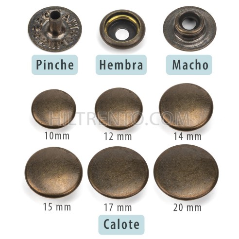 Broche botón presión Rayo 8020 Latón Oro viejo...