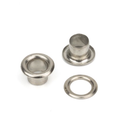 Ojete metálico 5.1 mm latón níquel, ref. 5055  - Caja 2000 uds + arandelas