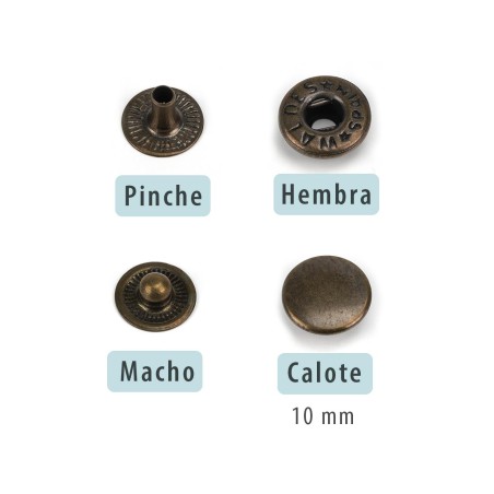 Mini broche presión Olimpia 200 Latón oro viejo - Caja 1000 uds