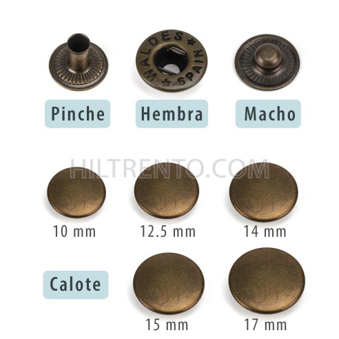 Broche presión Olimpia 700 Latón oro viejo -...