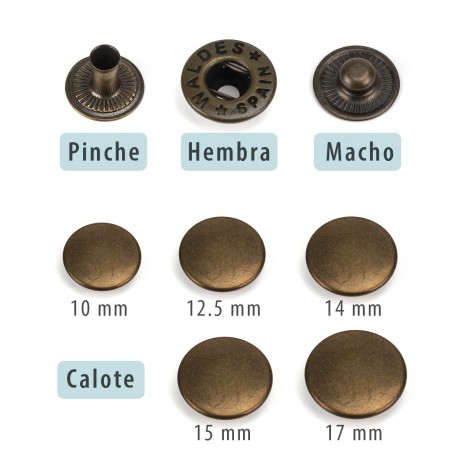 Broche presión Olimpia 700 Latón oro viejo - Caja 1000 uds