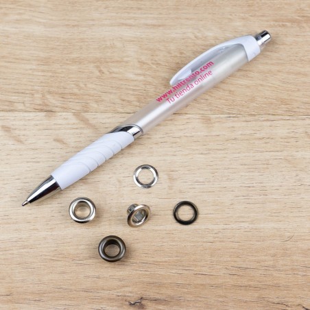 Ojete metálico 6.5 mm latón oro viejo, ref. 6760 - Caja 1000 uds + arandelas