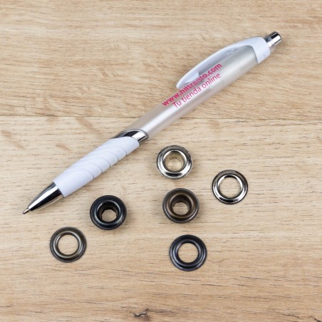 Ojales metálicos 8 mm latón dorado, para lonas y toldos, ref. 7332 - Caja 1000 uds + arandelas